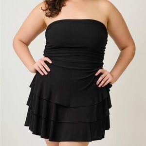 Strapless Tiered Ruffle Dress